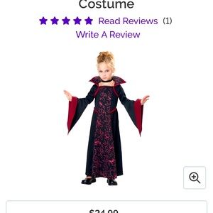 Vampire Dress Halloween Costume Toddler Size Medium (3T-4T)